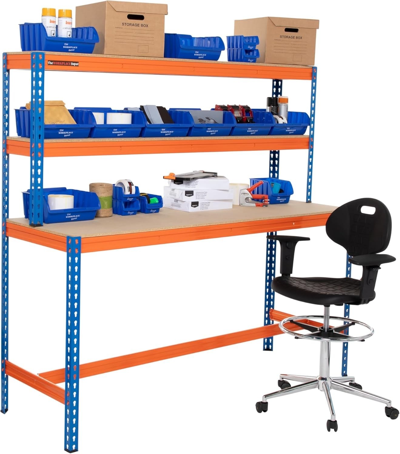 Heavy Duty Garage Workbench 179cm Steel Frame 400kg UDL with Shelves