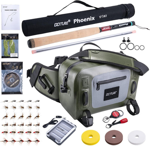 12ft Tenkara Fishing Rod Kit Carbon Fibre Cork Handle Waist Pack Set