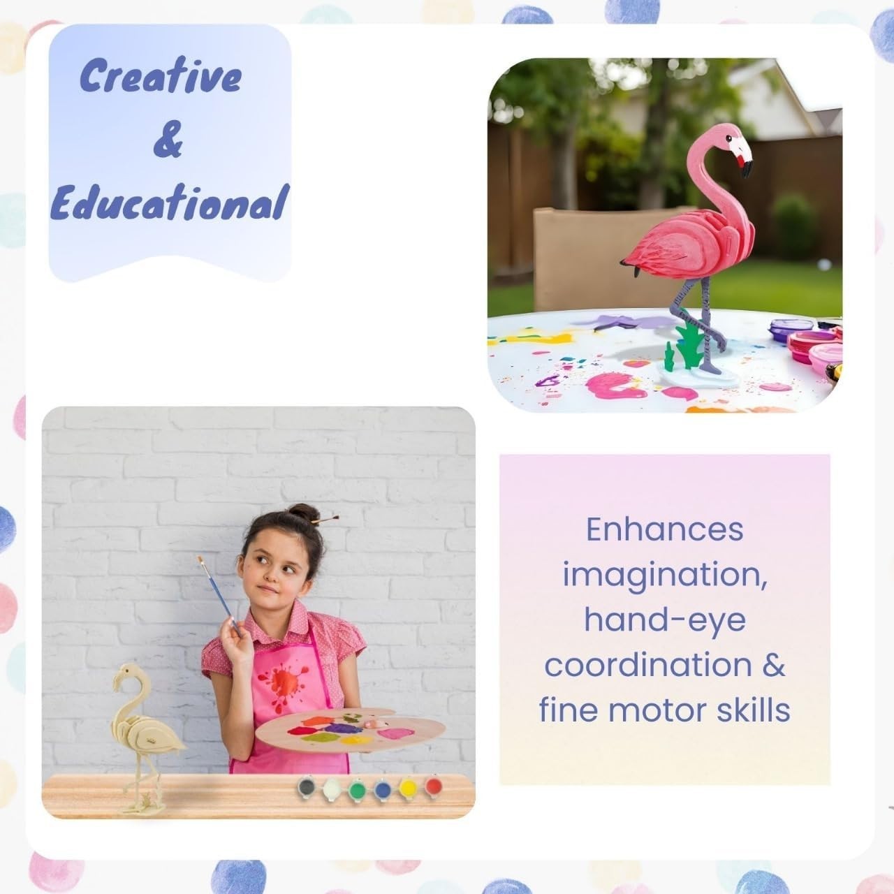3D Wooden Animal Puzzle Kit for Kids, Paint & Build Craft Set, Educational