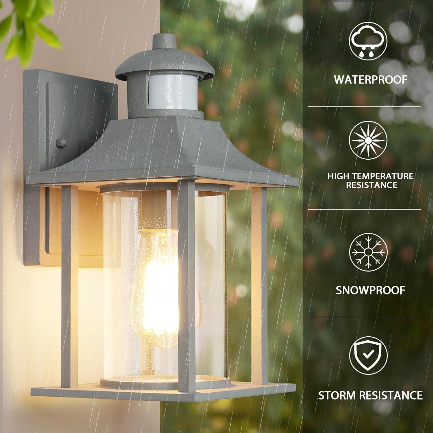 Outdoor Motion Sensor Wall Light Waterproof Aluminium Sconce with Bulb