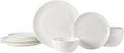 12 Piece Vegan Bone China Dinner Set Chip Resistant Plates Bowls White