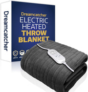 Electric Heated Throw Blanket 160x120cm Fleece 9 Heat Timer Washable Grey