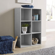 6 Cube Storage Shelf Grey Wooden Bookcase Display Unit 90cm