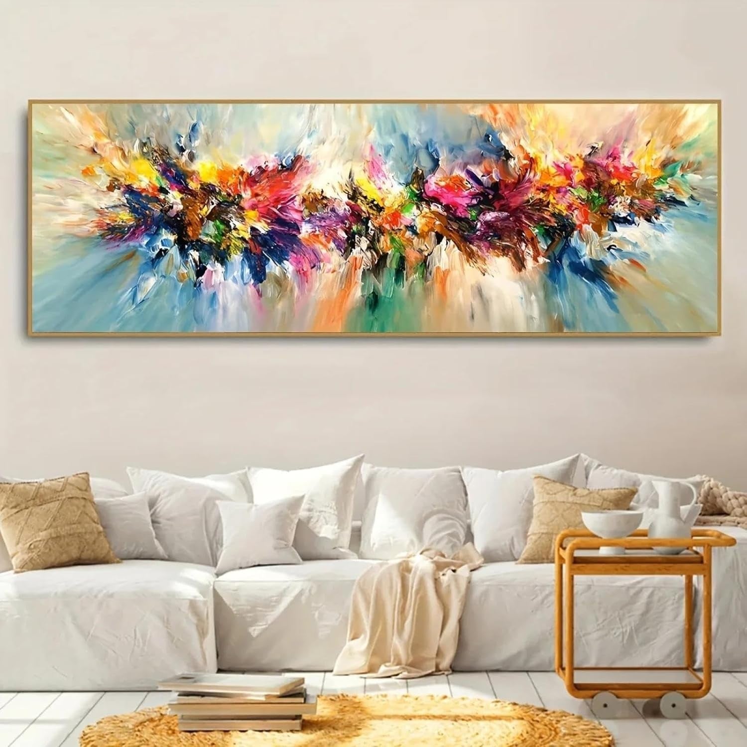 Extra Large Abstract Graffiti Canvas Wall Art 45x135cm Framed