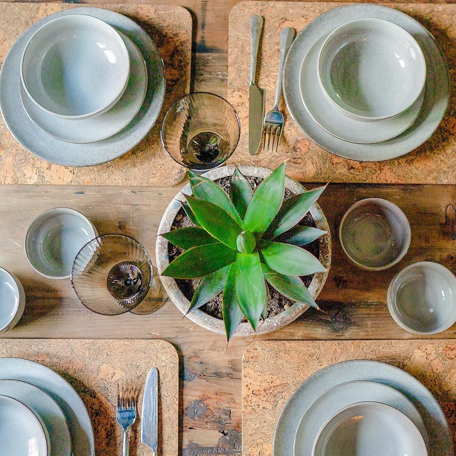 4pc Stoneware Cereal Bowls Nordic Grey Reactive Glaze Microwave Dishwasher