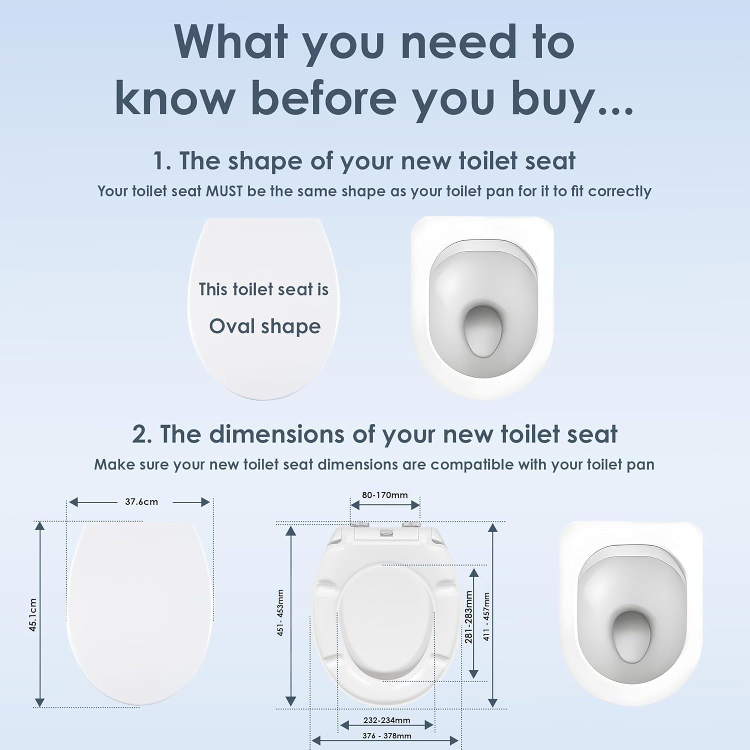White Duroplast Toilet Seat Soft Close Oval Shape Quick Release Easy Clean