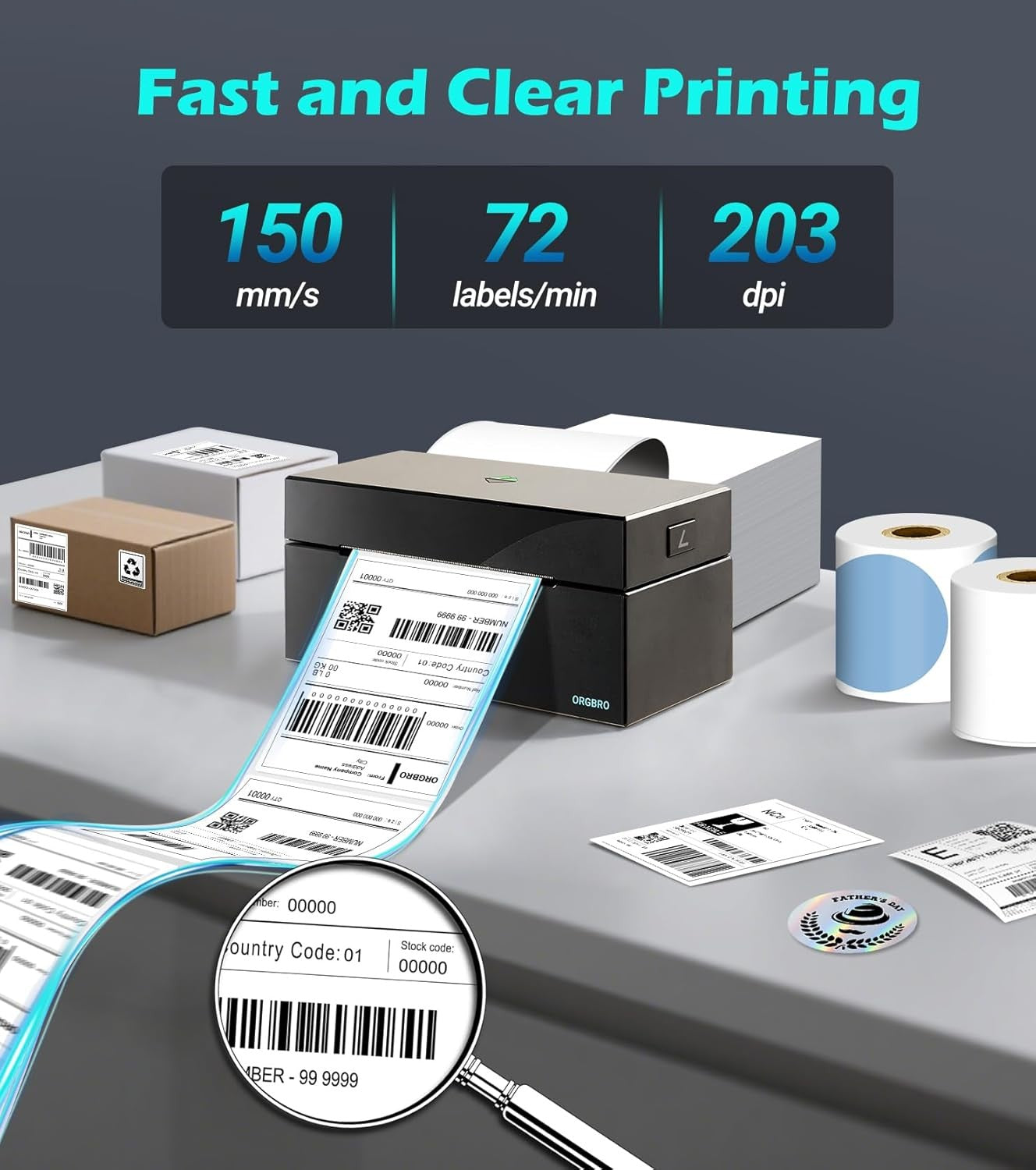 4x6 Bluetooth Thermal Shipping Label Black