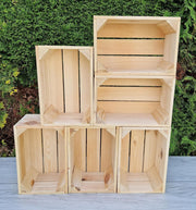 6-Piece Natural Wood Storage Crates Organizer 30x20x15cm Durable