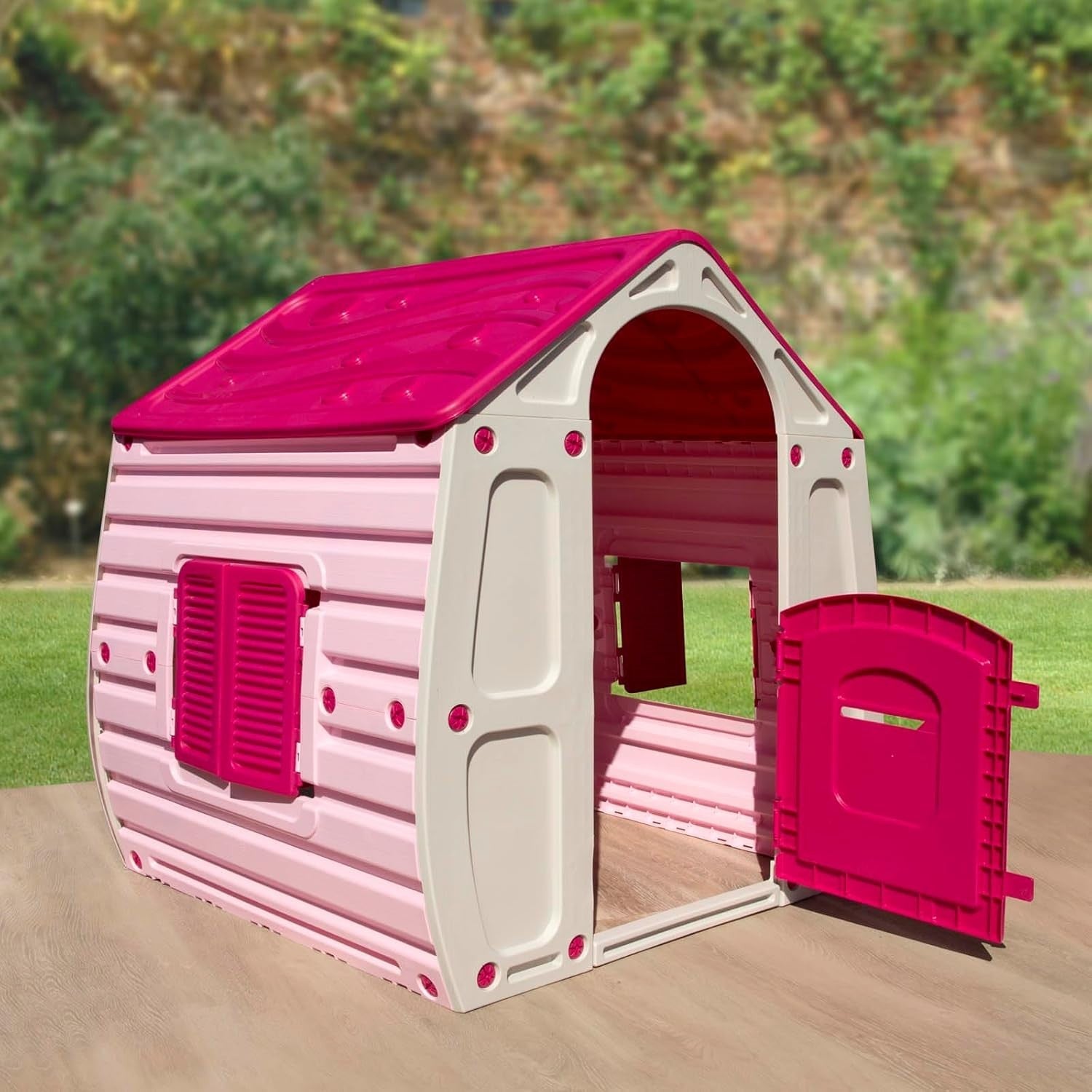 Pink Kids Playhouse Wendy House Indoor Outdoor Plastic Garden Fun