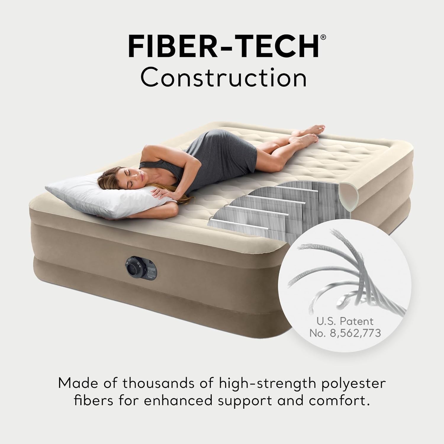 Luxury 18" Queen Air Mattress – Built-In Pump, Plush Comfort, Fiber-Tech