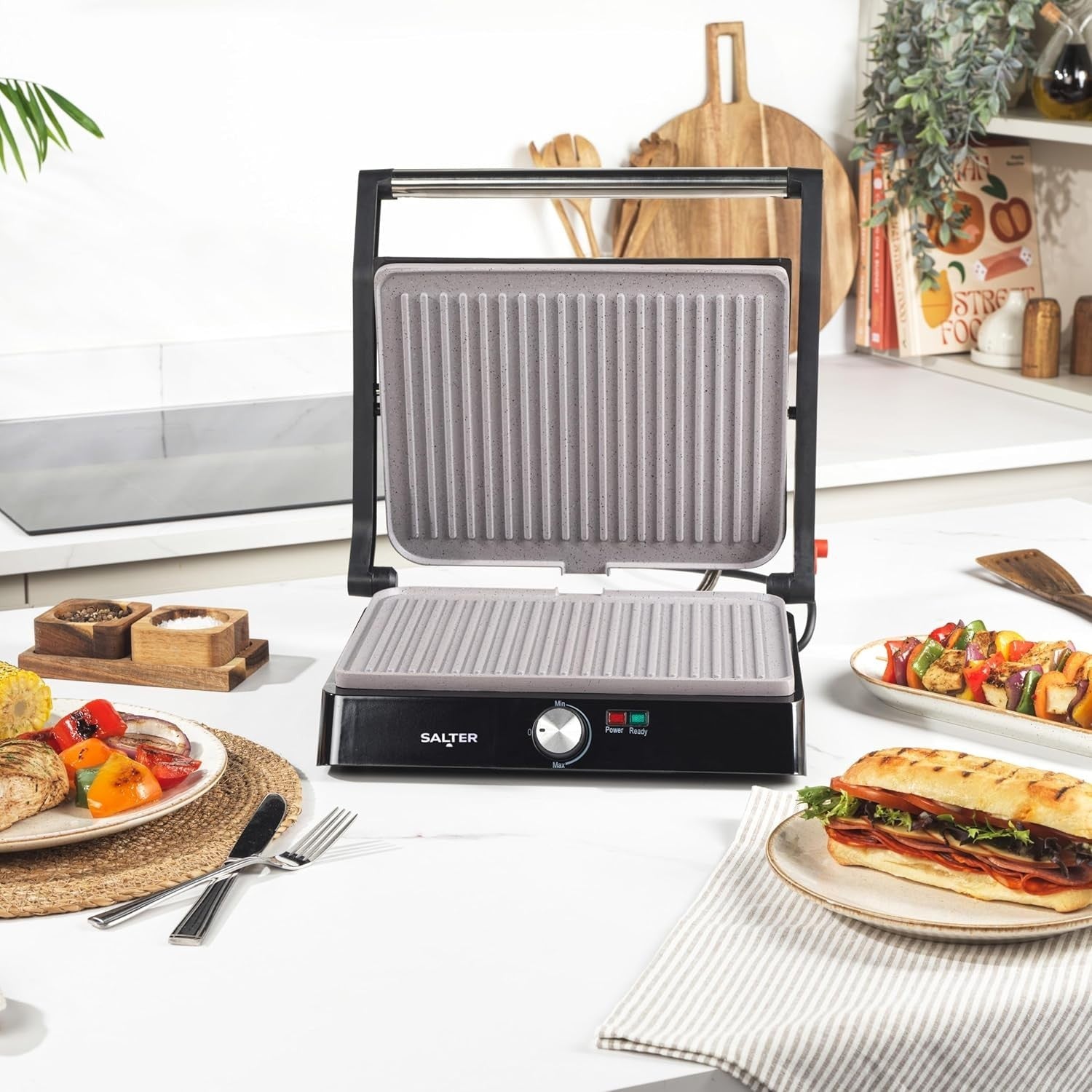 Marblestone Health Grill Panini Maker 2200W Non-Stick Plates 29x23cm