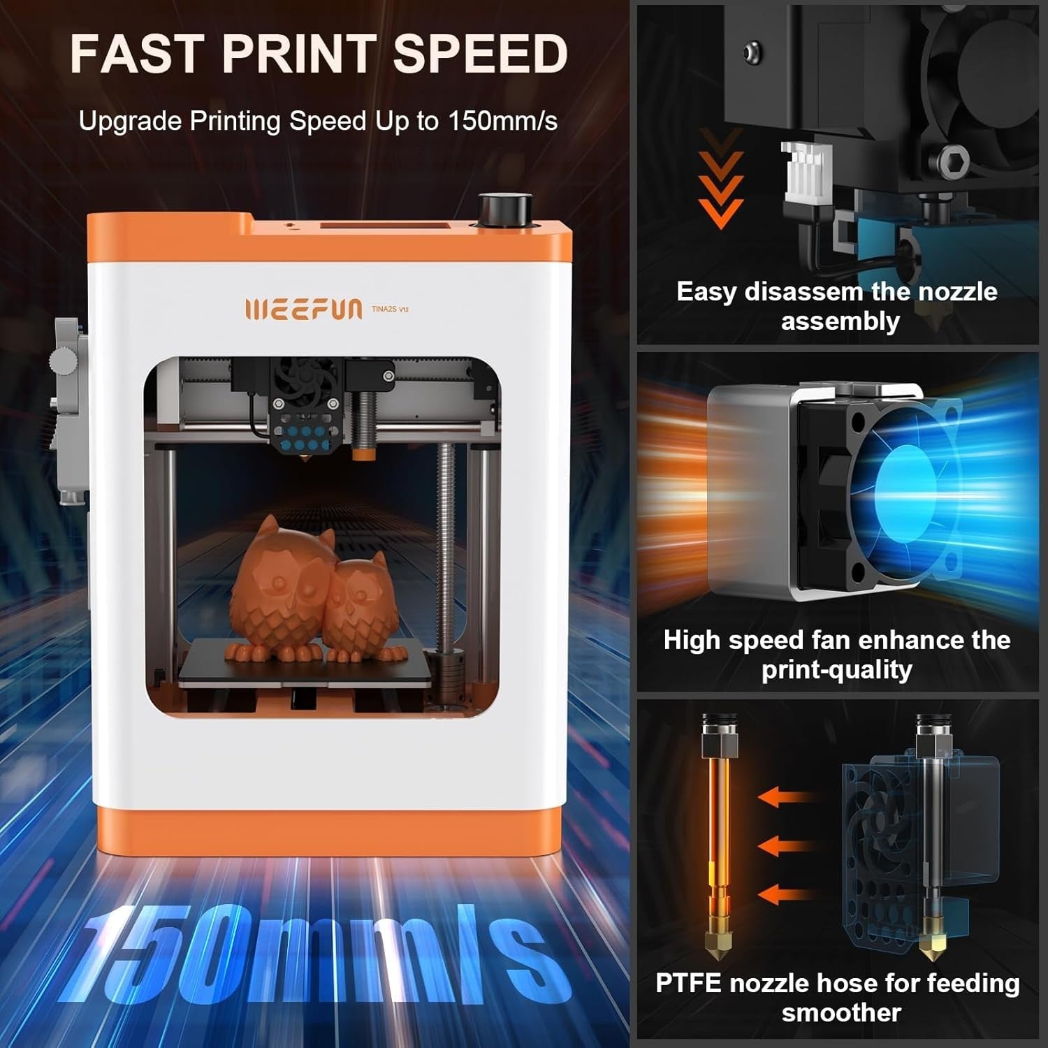 Mini WiFi 3D Printer Auto Level Silent Print Beginner Kids Ready Built