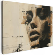 Abstract Woman Canvas Wall Art 40x30cm Modern Beige Framed Print