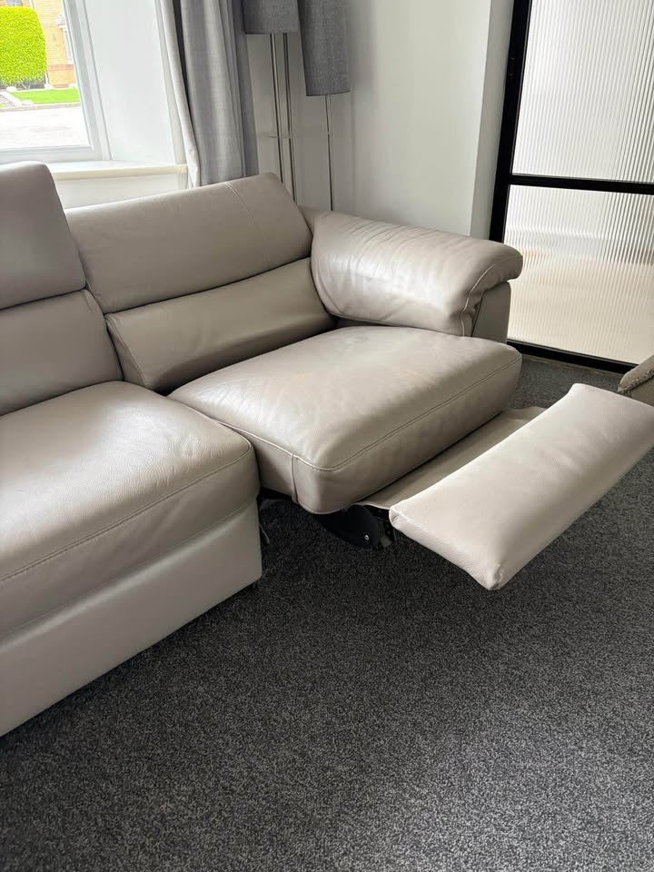 Modern Large Grey Leather Corner Sofa Modular (PTP)