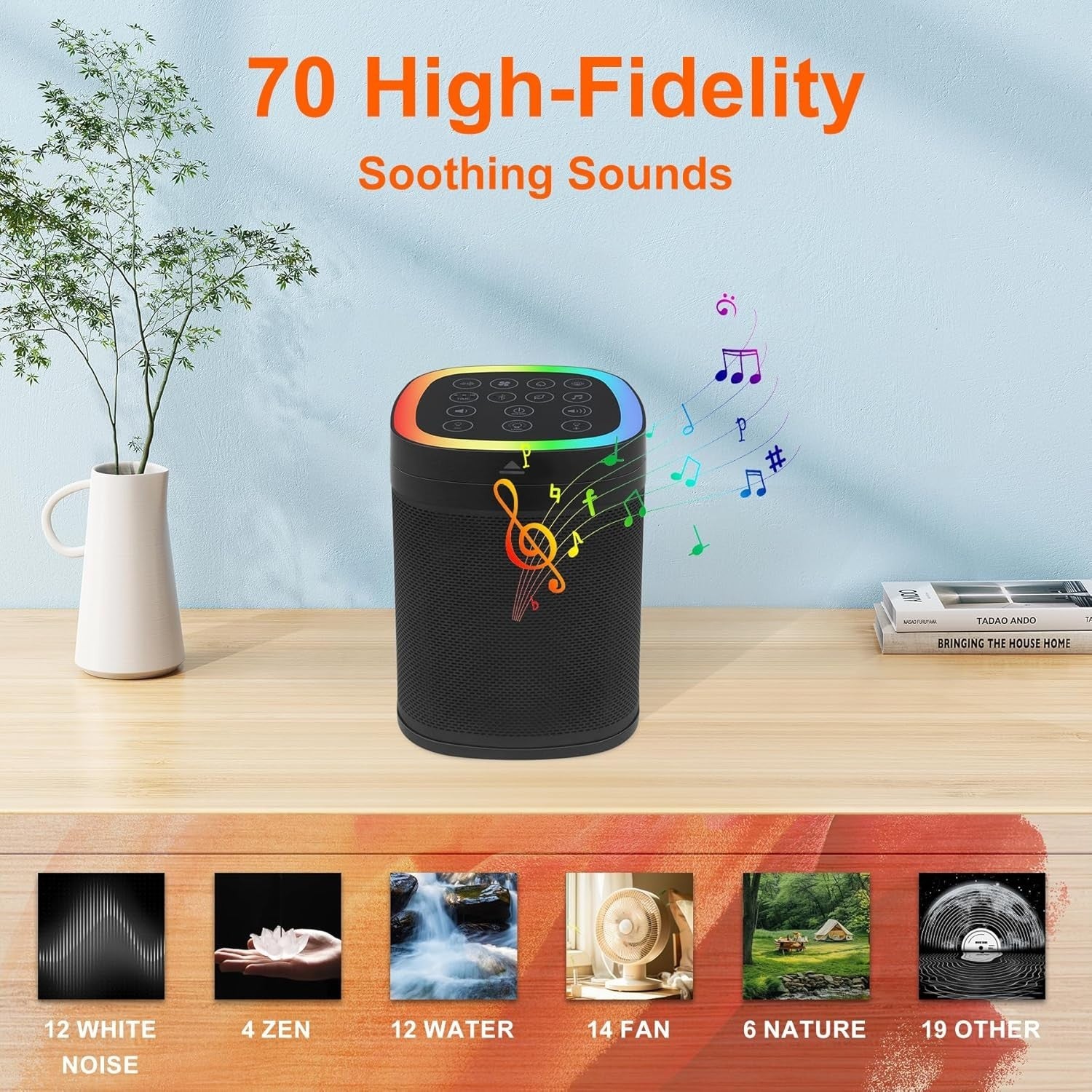 White Noise Sound Machine & Bluetooth Speaker – Sleep Aid with Night Light