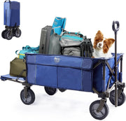 Blue Tailgate Folding Wagon Heavy Duty All-Terrain Camping Trolley