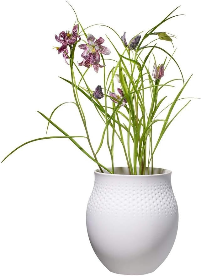 White Porcelain Vase Modern Minimalist Flower Table Decor 17.5cm