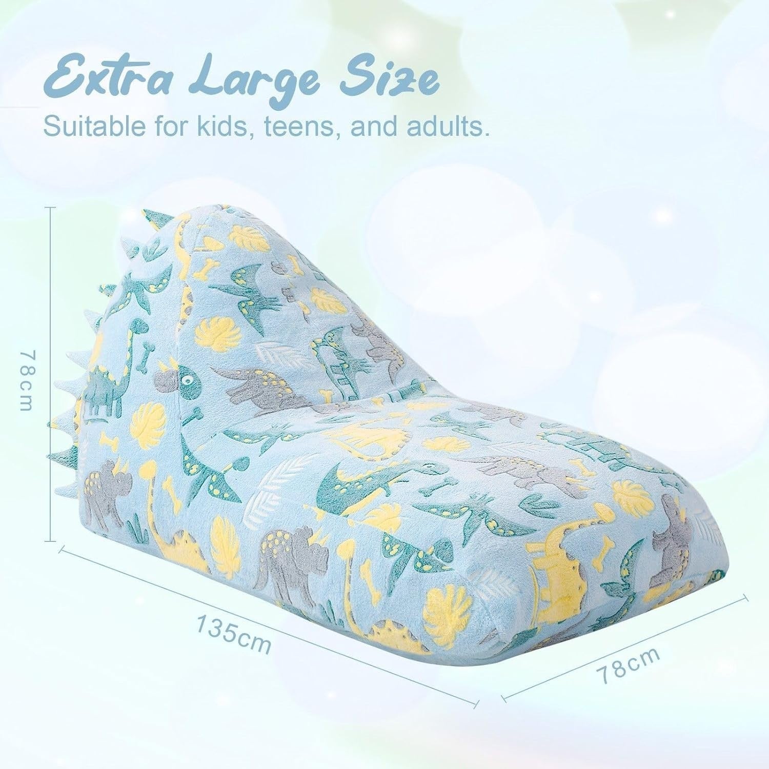 Large Blue Kids Bean Bag Chair with Removable Washable Cover - Durable Seat