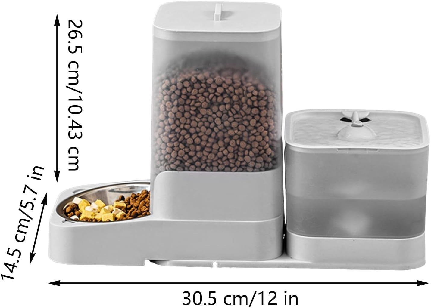 2 in 1 Automatic Cat Feeder Water Fountain 3L Food 2L Tank Grey