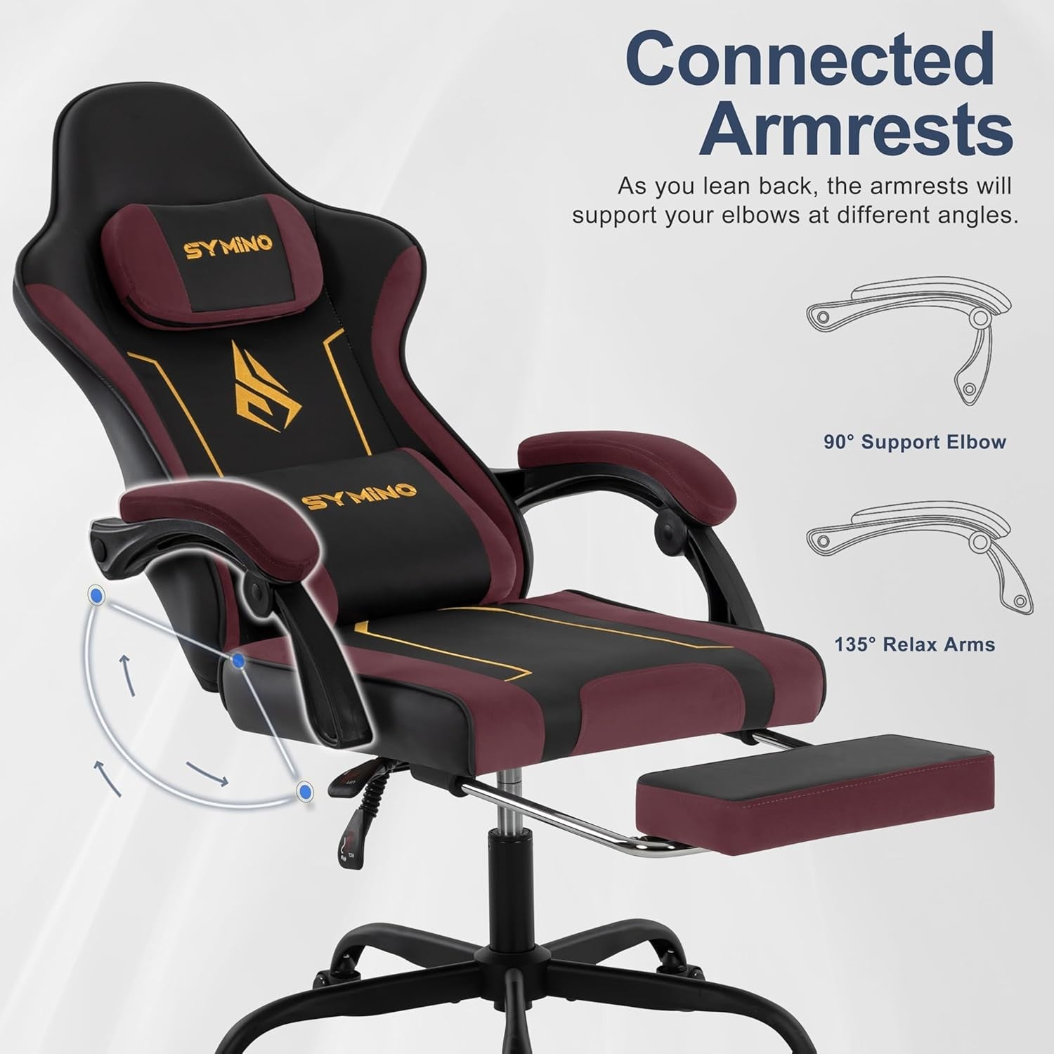 Ergonomic Gaming Chair Recliner w/ Footrest Lumbar PU Leather Red