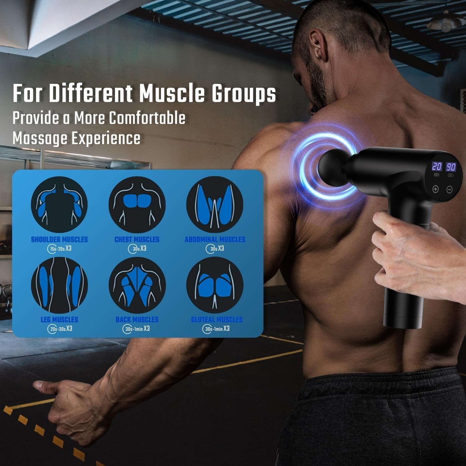 Percussion Massage Gun Deep Tissue 20 Speeds LCD Muscle Recovery Kit