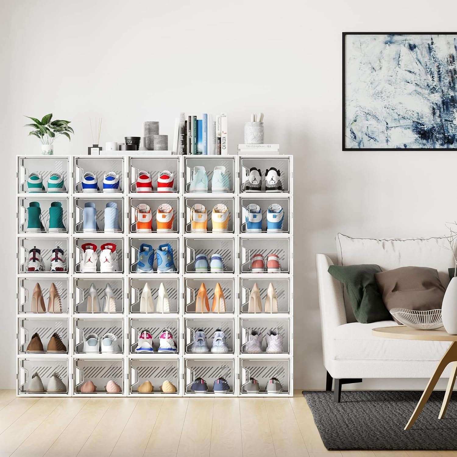 Clear Stackable Shoe Storage Boxes – 24pc Set, Fits UK 12, Ventilated