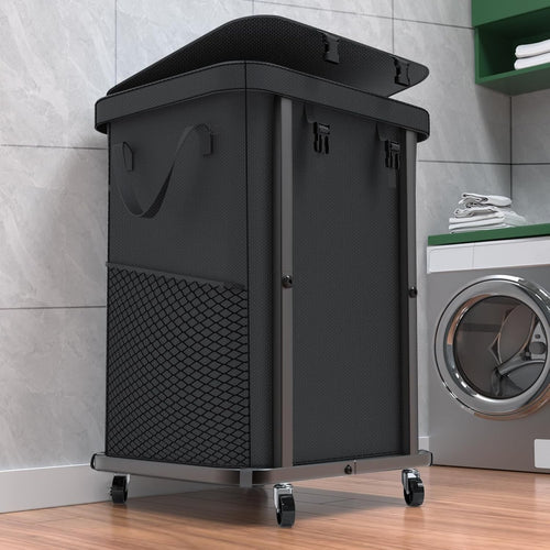 150L Large Black Rolling Laundry Hamper Heavy Duty Laundry Cart with Wheels