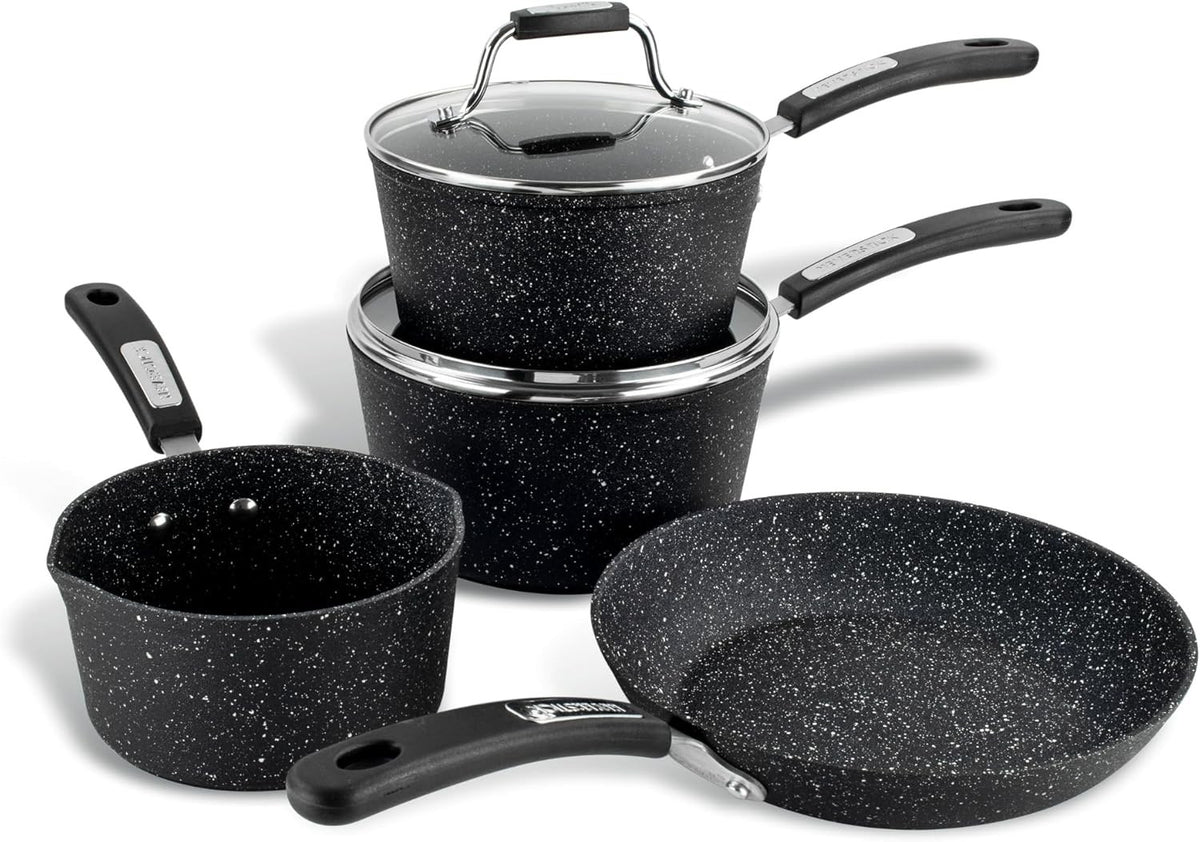 4+1 Pcs Non Stick Cookware Set PFOA Free Induction Safe Pots & Pans with Lids