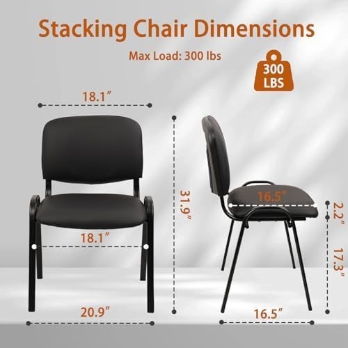 Stackable PU Leather Office Guest Chair Armless Waiting Room Seat
