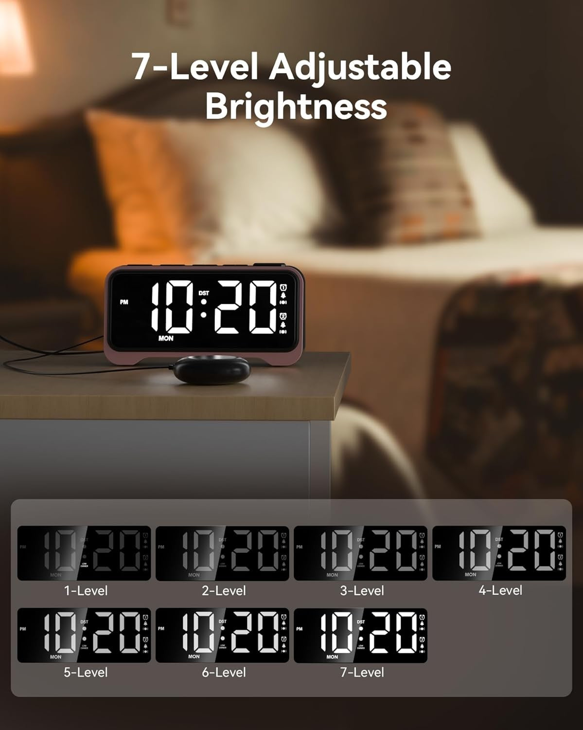 Loud Alarm Clock for Heavy Sleepers Vibrating Bed Shaker LED Night Light