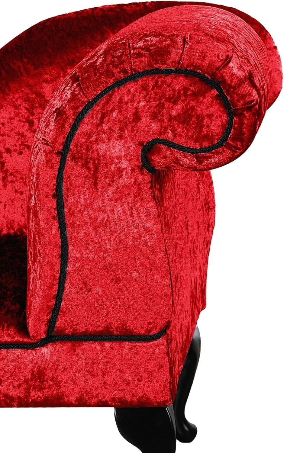 Shimmer Velvet Chaise Lounge Sofa Right Hand – Red, UK Handmade