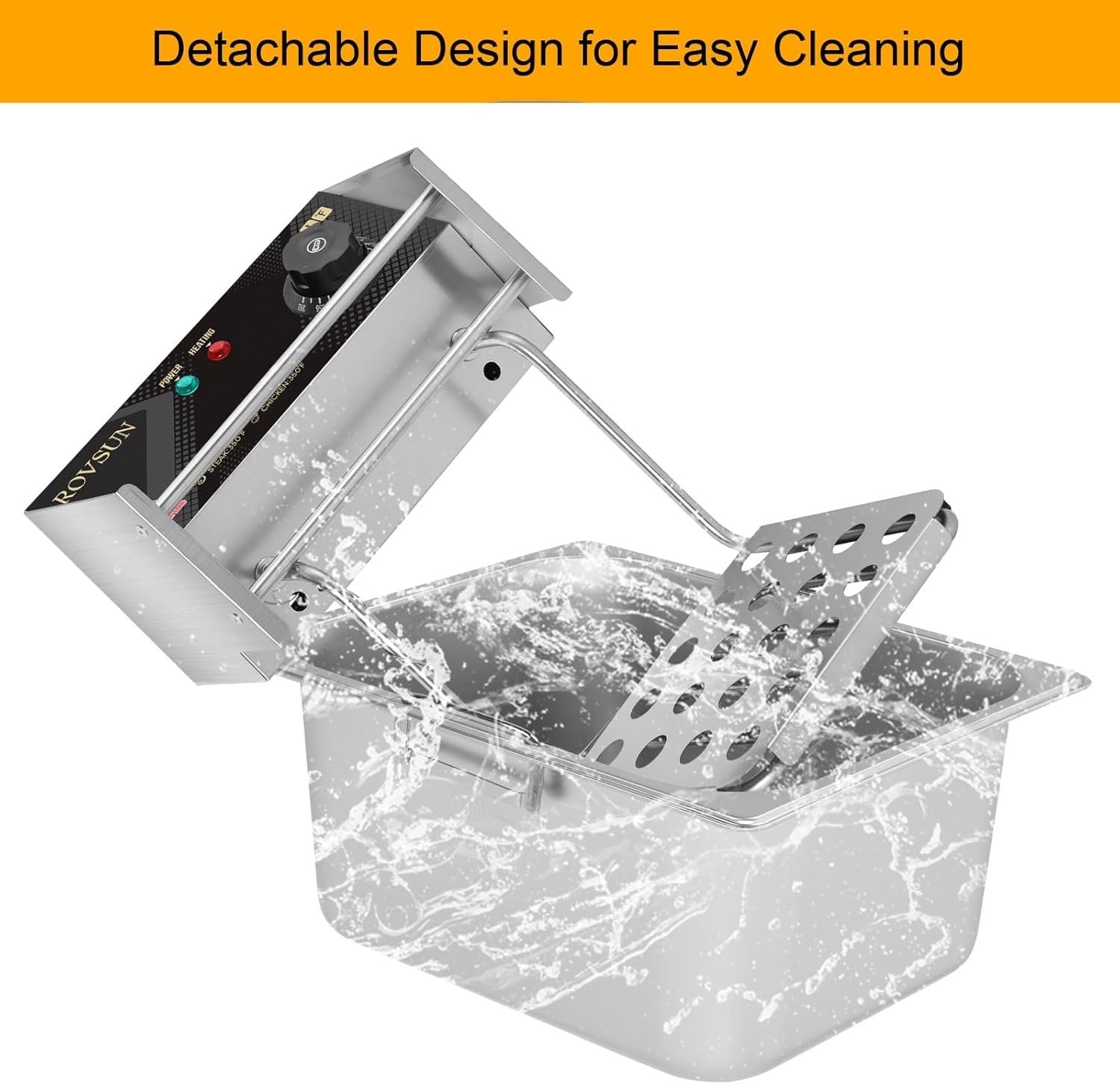 Commercial Deep Fat Fryer 6L 2500W Stainless Steel Adjustable Temp