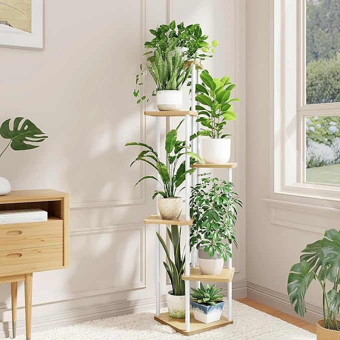 6 Tier Tall Metal Plant Stand Indoor Outdoor Flower Shelf for Living Room Patio