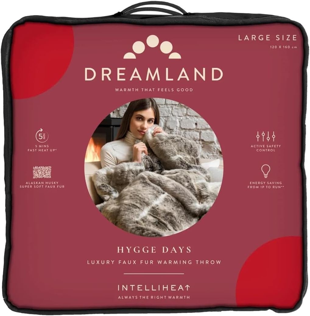 Luxury Heated Throw Faux Fur Electric Blanket Fast Heat Timer 160x120cm