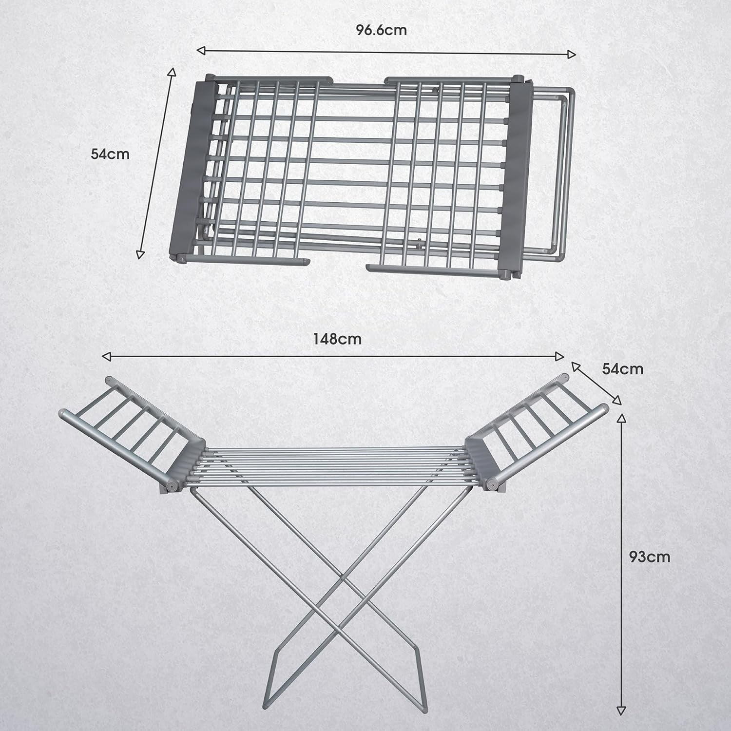 Heated Clothes Airer Electric Folding Drying Rack Indoor Energy Saving