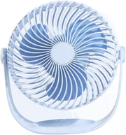 Rechargeable Table Desk Fan 180° Rotation Quiet Mini USB Cooling Fan Blue