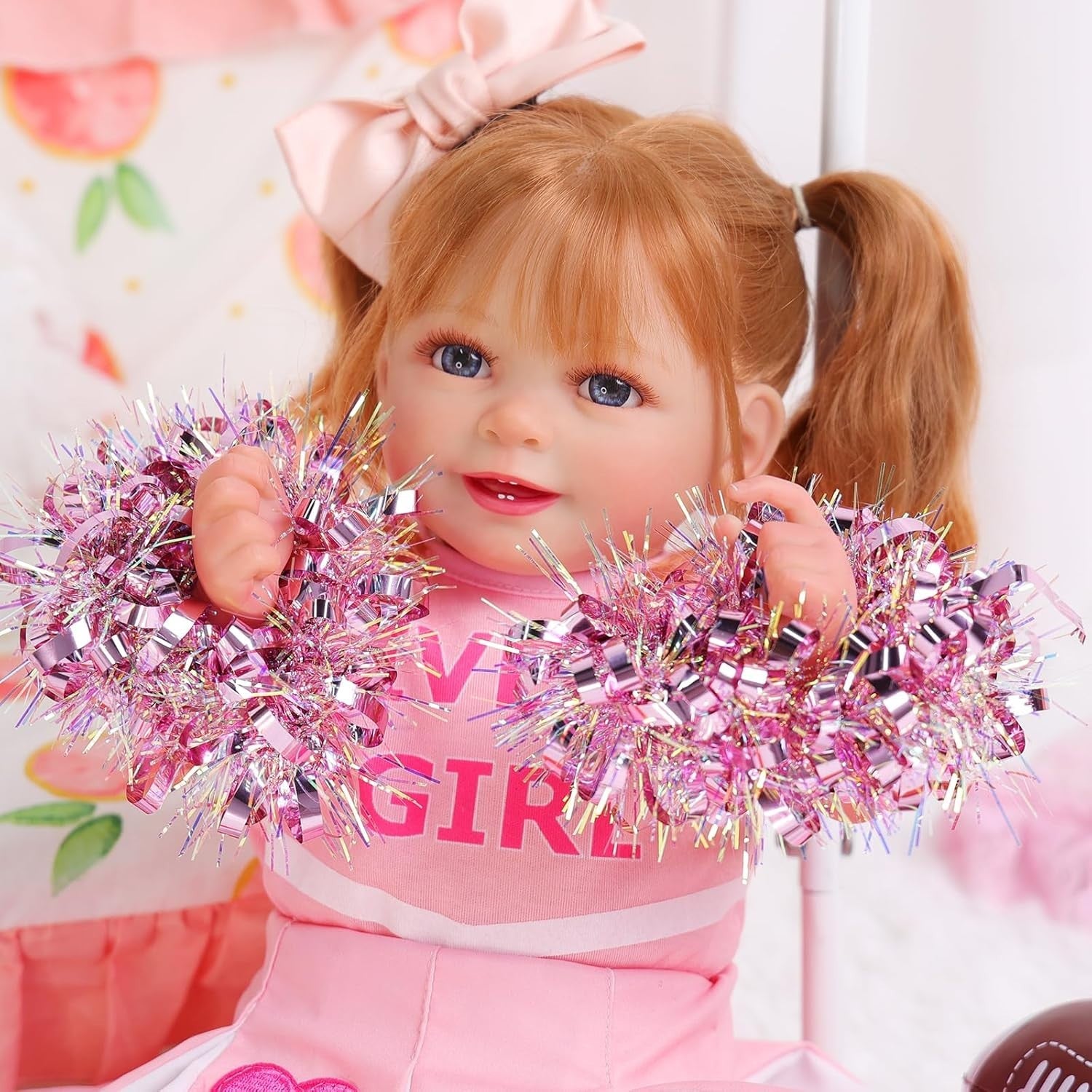 20” Reborn Baby Doll Long Hair Smiling Girl Soft Body Set