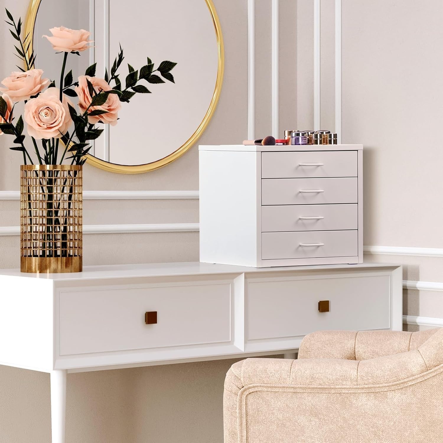 Desktop A4 Filing Cabinet 4 Drawer Metal Storage Organizer Office Unit