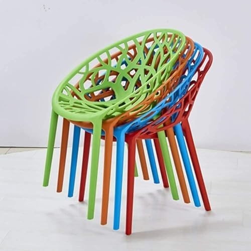 Set of 6 Stackable Plastic Dining Chairs Indoor Outdoor Garden Patio