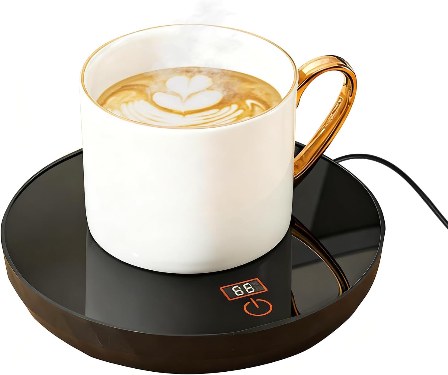 Black USB Coffee Mug Warmer 3 Temp Touch Control 24H Auto Off