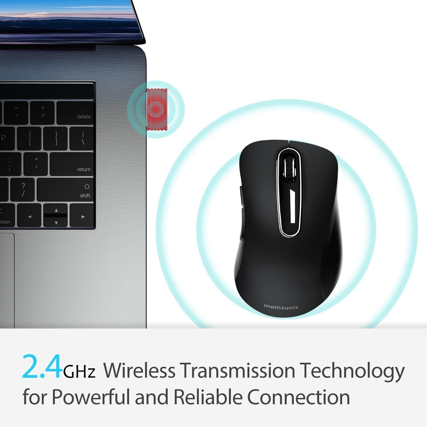 Matte Black Wireless Mouse 1400 DPI USB 2.4G 5 Button Laptop