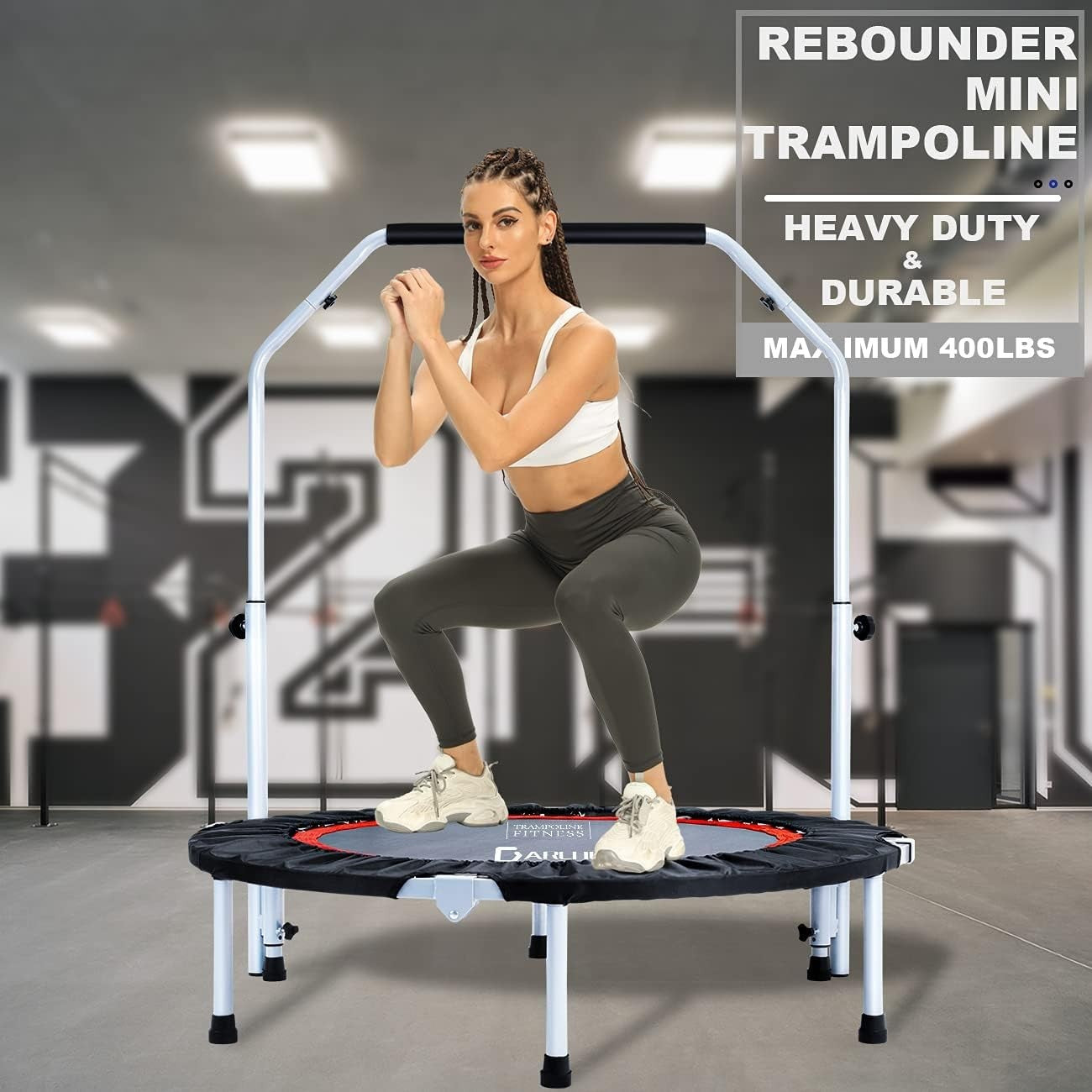 100cm Mini Fitness Trampoline Foldable Quiet Rebounder 175KG Indoor