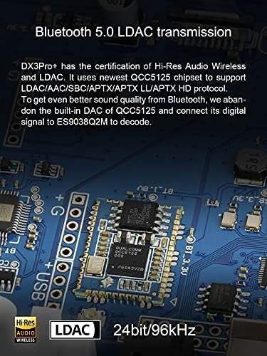 High-Res DAC & Bluetooth Preamp DX3 Pro+ USB Optical Coax Headphone Amp