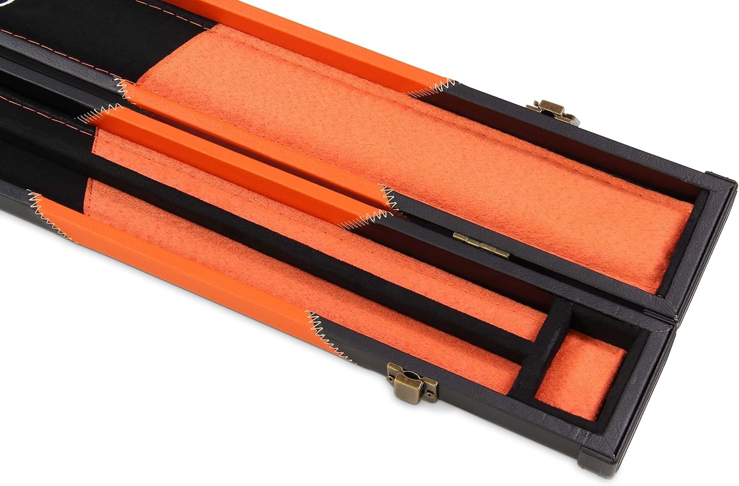Orange Hard Cue Case Snooker Pool 2 Piece Centre Joint Deluxe