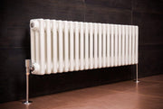 Triple Column Horizontal Radiator 300x1190mm White Cast Iron Style