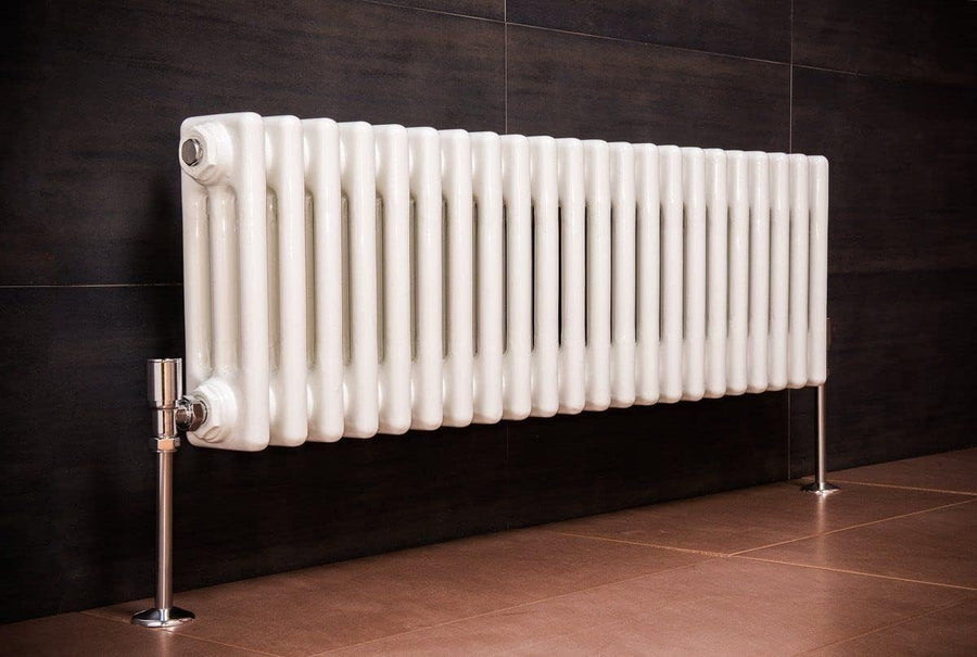 Triple Column Horizontal Radiator 300x1190mm White Cast Iron Style