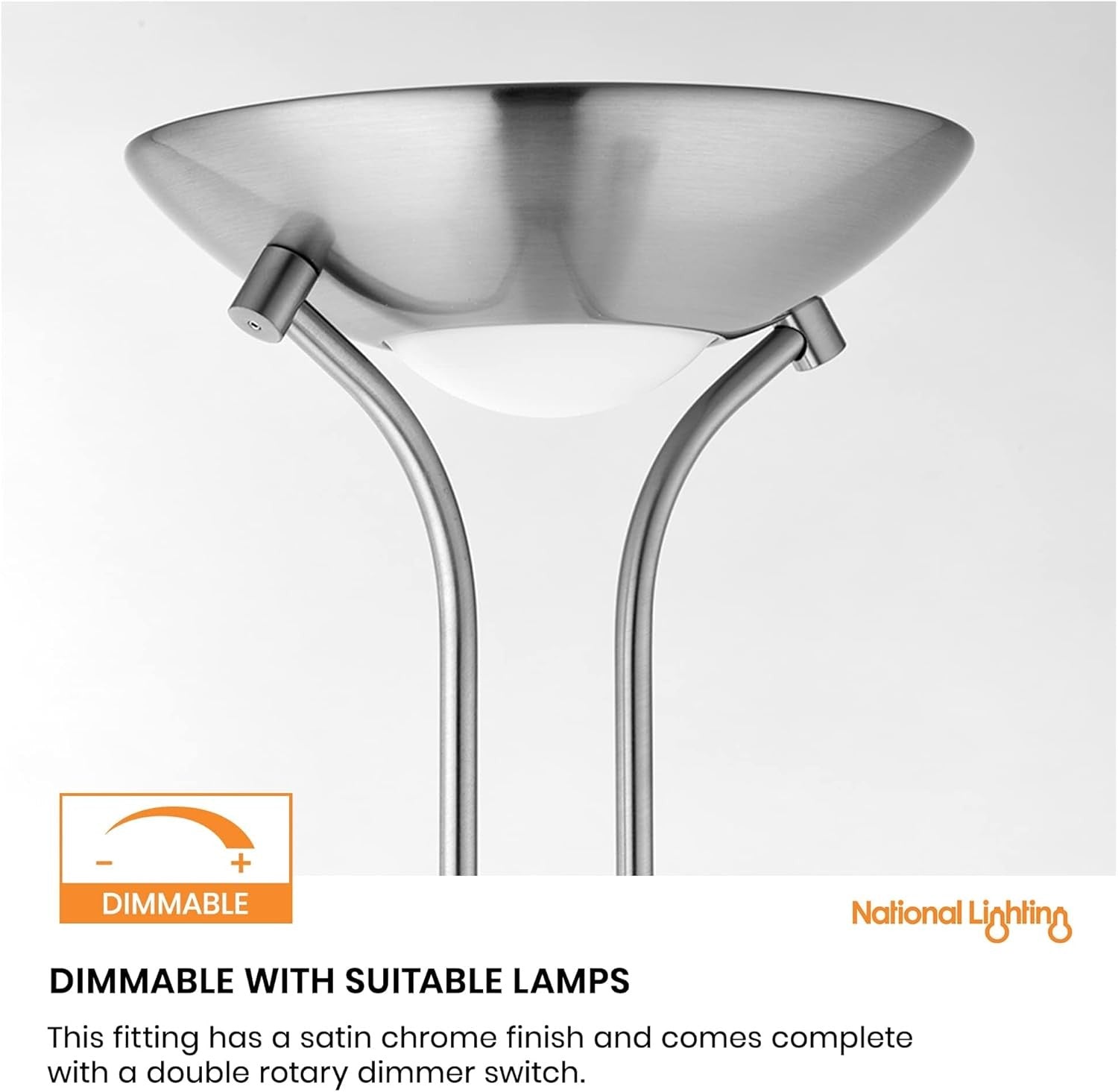 Mother & Child Uplighter Floor Lamp Reading Light Satin Chrome Dimmable