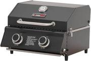 Compact 2 Burner Portable Gas BBQ Grill with Temperature Gauge Tabletop Outdoor