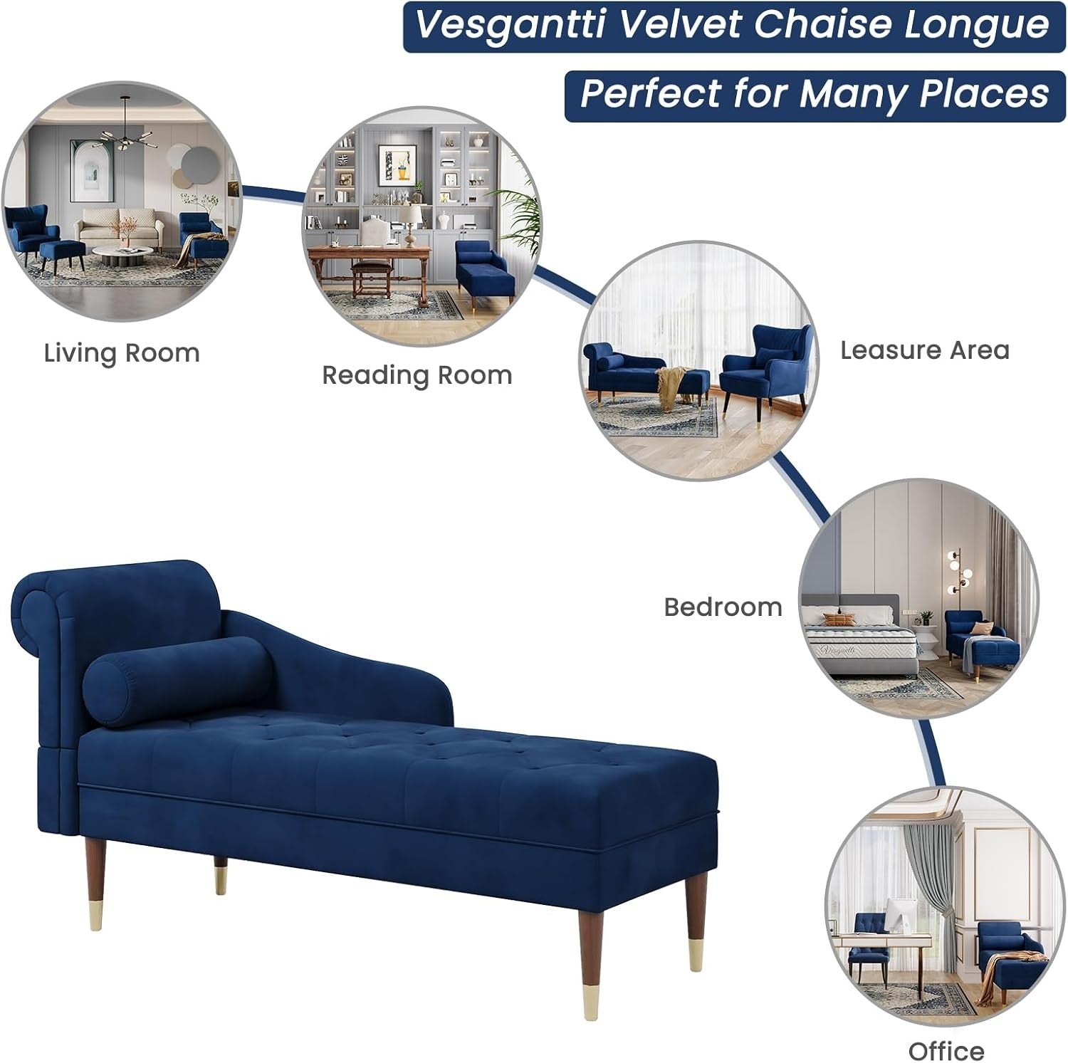 Luxury Velvet Chaise Lounge Sofa Left Armrest – Tool-Free, Space-Saving & Comfy