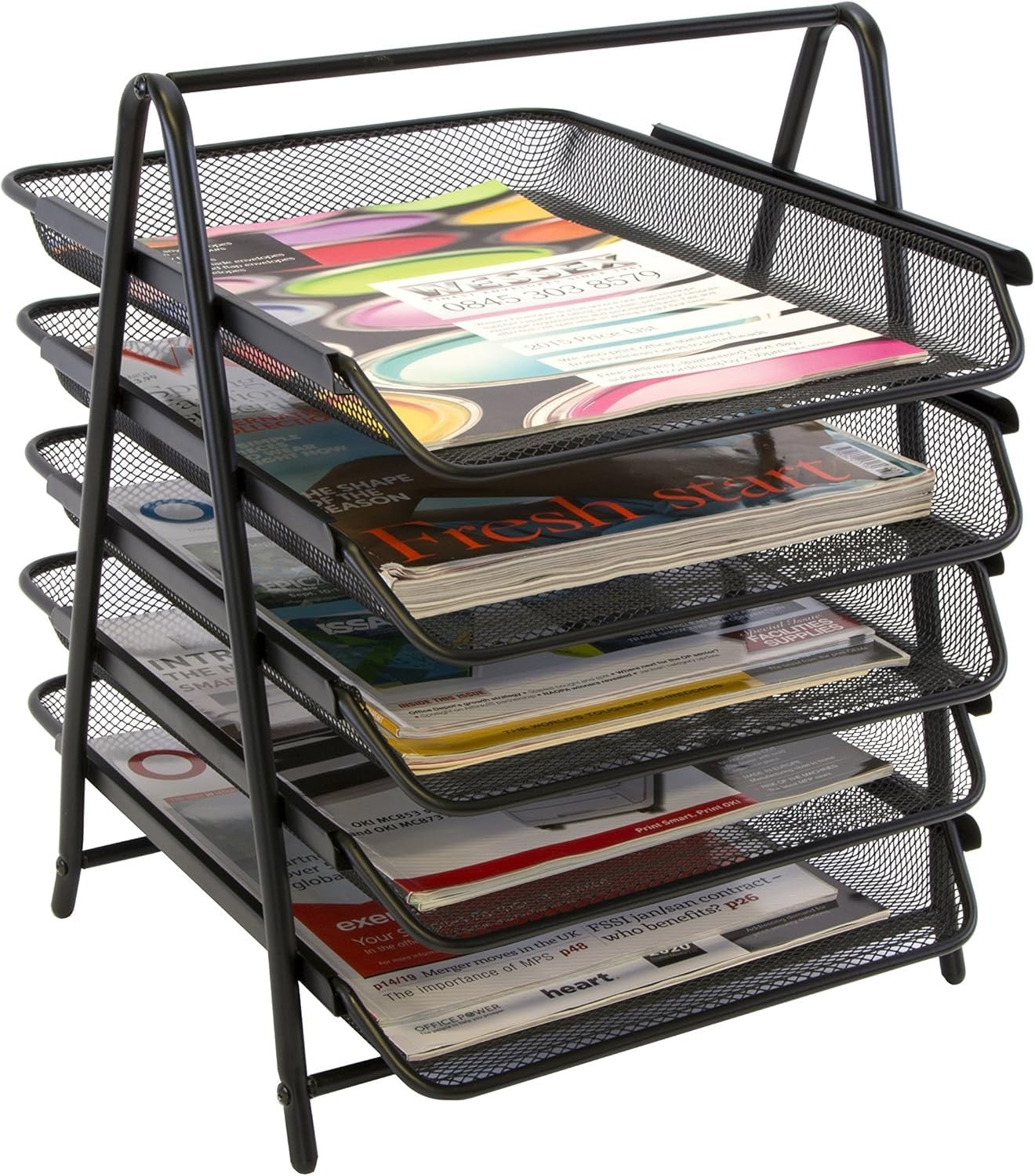 3-Pack 5-Tier Wire Mesh Letter Tray Desk Organiser A4 Paper Holder